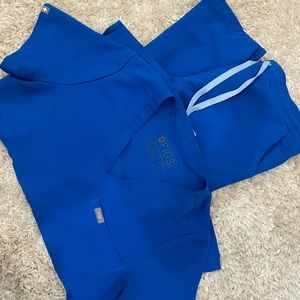 Royal blue figs Scrubs small top and bottom